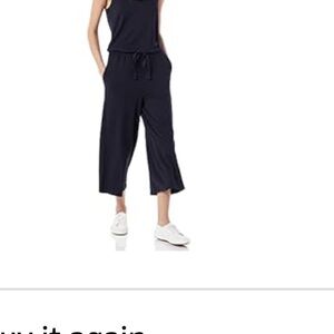 Daily Ritual Terry Sleeveless Wide-Leg Jumpsuit  - black - NWT